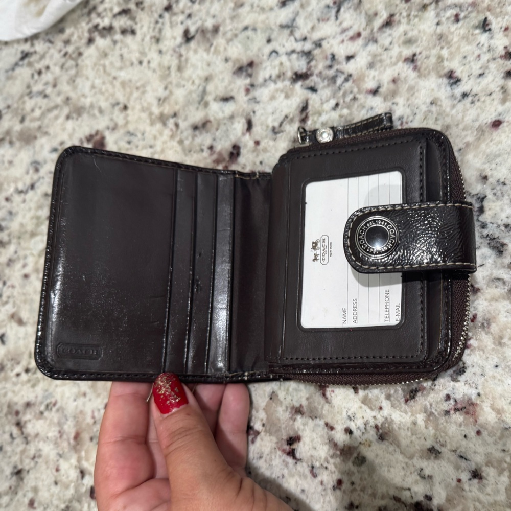Coach Signature Brown Compact Wallet - Picture 7 of 8